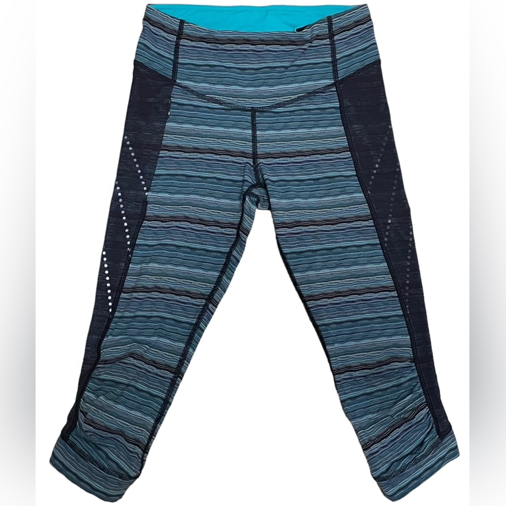 Lululemon Stop At Nothing Crop Leggings Women’s 4 Space Dye Twist Naval Blue